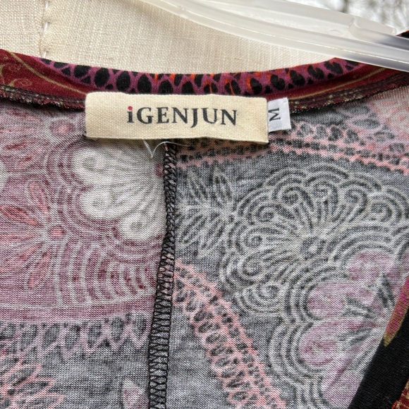 Igenjun colorful Paisley Print V-Neck Women's tunic top/dress sz M - Picture 2 of 7